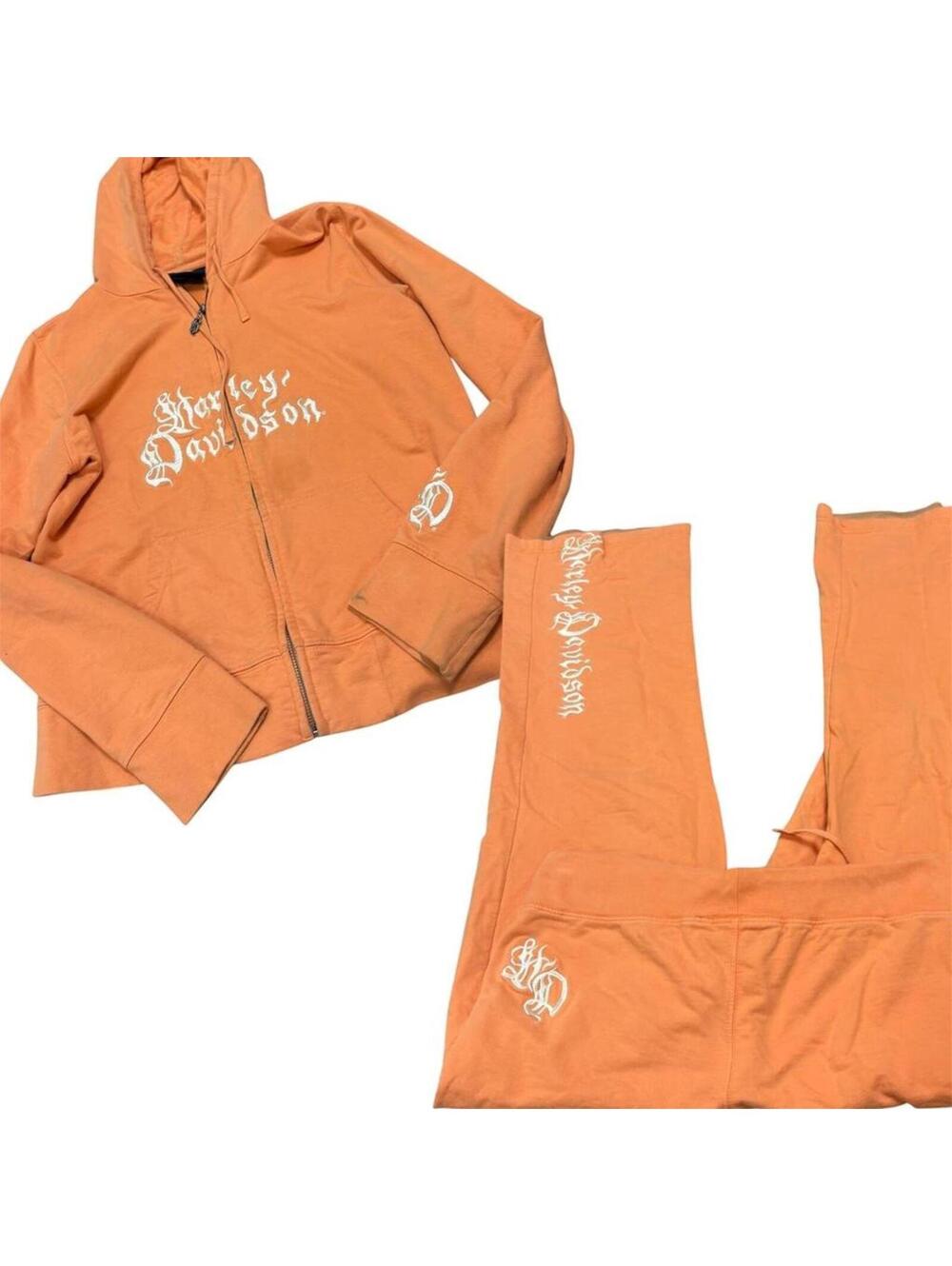 Y2K Harley Davidson orange tracksuit